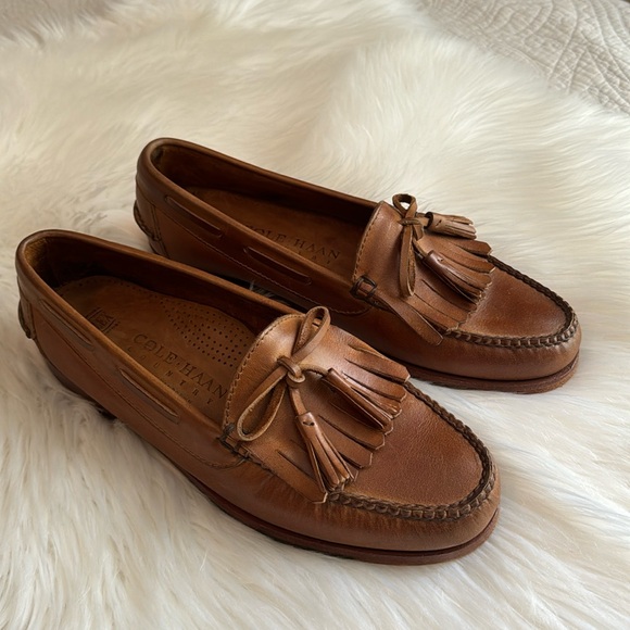 Cole Haan Country Tassel Leather Loafers Size 9 Brown - Picture 1 of 14